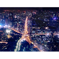 上空から見た都会の夜景写真