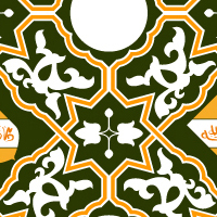 オレンジと黄のアラビア調のパターンタイル(1)模様