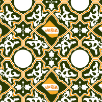 オレンジと黄のアラビア調のパターンタイル(2)模様