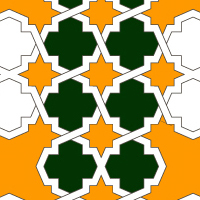オレンジ地と緑のパターン(1)模様