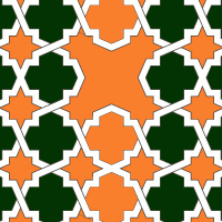 オレンジ地と緑のパターン(3)模様