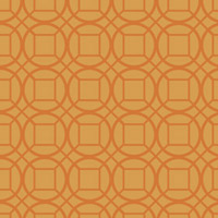 オレンジの円と四角の和柄パターンタイル模様