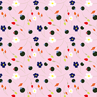ピンク地のカラフルな和風の花柄パターン模様