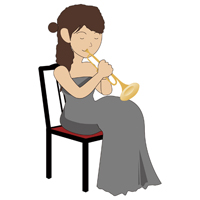 トランペットを吹いている女性のイラスト