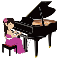 ピアノを弾いている女性のイラスト(1)