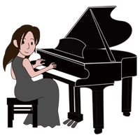 ピアノを弾いている女性のイラスト(2)