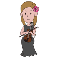 ヴァイオリンを弾いている女性の(1)イラスト
