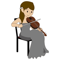 ヴァイオリンを弾いている女性の(2)イラスト