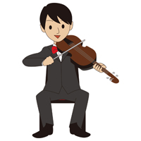 ヴァイオリンを弾いている男性の(2)イラスト