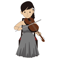 ヴァイオリンを弾いている女性の(3)イラスト