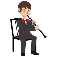 クラリネットを吹いている男性のイラスト