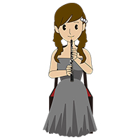オーボエを吹いている女性のイラスト