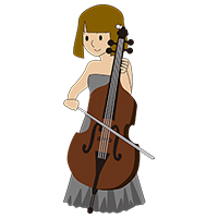 コントラバスを弾いている女性のイラスト