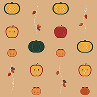 秋の果実の断面のシームレス模様素材(1)
