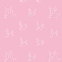 パステルカラーのハト柄パターン模様素材(ピンク:線画)