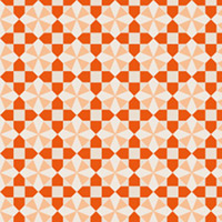 オレンジの小花アート調のパターン模様