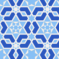 青の六角形パッチワークパターン模様