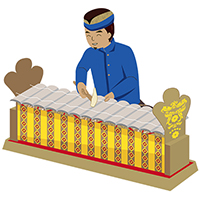 ガムランの代表的な楽器を演奏する男の人(3)