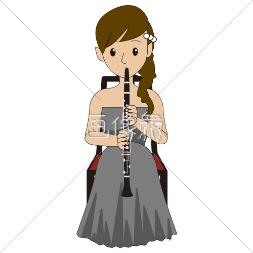 クラリネットを吹いている女性のイラスト 画像衆 デザインを簡単