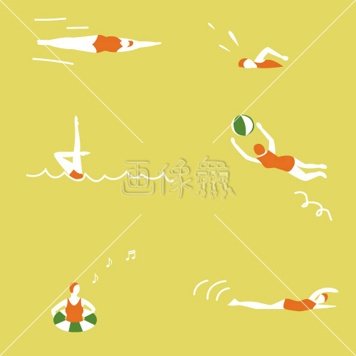 水着で泳ぐ人たちのカラフルなパターン素材 4 画像衆 デザインを簡単レベルアップ 写真 模様 イラストのダウンロードサイト